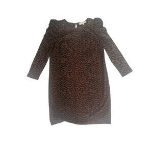 The Loft‎ Cheetah Print Dress Long Sleeve Shoulders size Medium
